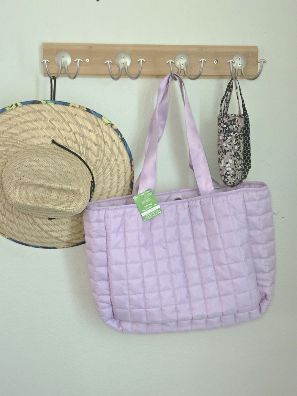 Ashland Quilted Lavender Tote with Satin Straps